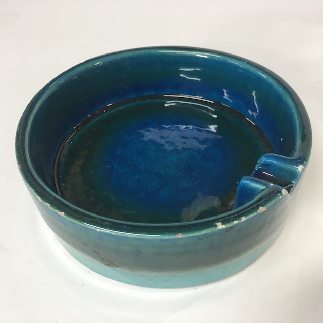 ASHTRAY, 1970s Italian - Blue Glazed